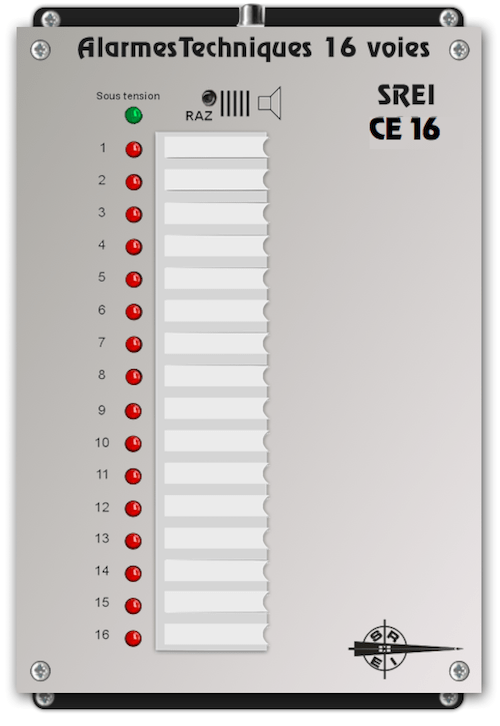Photo du Coffret répétiteur d'alarmes techniques CE16 16 voies, avec LEDs rouges haute luminosité